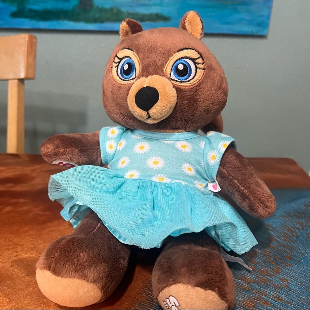 Build a Bear great Wolf Lodge, Sammy the squirrel plush with blue dress